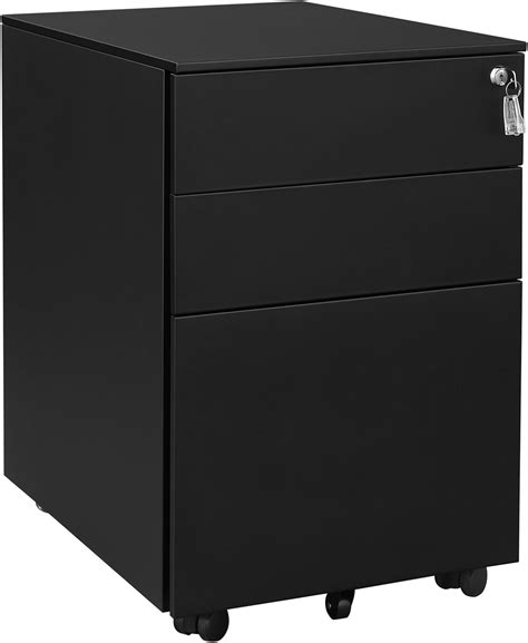 songmics mobile file cabinet with 3 steel pedestal file uofc60bk|SONGMICS File Cabinet, Steel Filing Cabinet with 3 .